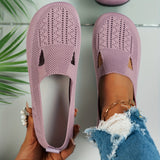 Comfy Womens Flat Shoes - Breathable Knitted Slip-On Loafers for Casual Outdoor Walking - Lightweight Fabric Upper, TPU Sole, and Soft Insole for All-Season Comfort