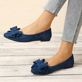 Womens Bowknot Flat Shoes - Lightweight & Comfortable Slip-Ons - Solid Color Casual Style for Everyday Fashionistas