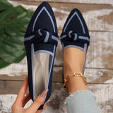 Womens Chic Knot Flat Shoes - Soft Knitted Slip-Ons with Pointed Toe - Ultra-Comfortable & Breathable for Everyday Style