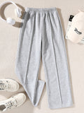 Girls Fashion Solid Color Casual Sports High Waist Wide Leg Pants Straight Leg Pants