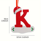 1PC Christmas Tree Decoration Letter Pendant - DIY Chevron Board Material Indoor Christmas Decorations with 26 Christmas Hat Letter for New Year Decorations