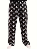 Men's Skull Pattern Casual Comfy Pants, Loose Stretchy Home Pajamas Bottom