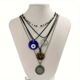 Bohemian Style Beads Crystal Eye Heart Pendant Mixed & Match Necklace Set For Women Jewelry Ornament