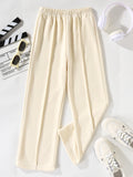 Girls Fashion Solid Color Casual Sports High Waist Wide Leg Pants Straight Leg Pants