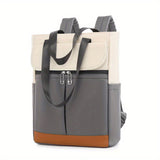 deanwangkt  Color Contrast Tote Backpack, Casual Nylon Laptop Daypack, Two-way Shoulder Bag For Women