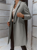 Solid Mid Length Coat, Elegant Open Front Long Sleeve One Button Outerwear, Women's Clothing