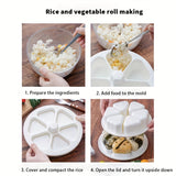 1pc 6-Cavity Sushi Plastic Mold, Pressed Rice Ball Bento Mold, Utility Kitchen Accessories for DIY Supplies, Dinnerware