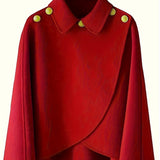 deanwangkt-1  Solid Collared Cape Tops, Casual Asymmetrical Outerwear, Women's Clothing