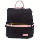Casual Colorblock Zipper Backpack, Zipper Versatile Rucksack, Women's Travel Storage Bag