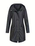 Simple Hooded Jacket, Casual Button Front Versatile Outerwear, Women's Clothing