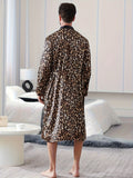 Mens Soft Leopard Pajama Set - Ultra-Soft and Gentle Fabric, Vibrant Premium Print Design, Cozy Sleep Robe and Matching Short - Latest Fashion Trend for Mens Comfort and Style