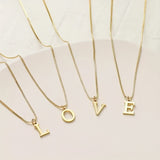 Women's Box Necklace, Smooth Letter Necklace, Plated English Letter Pendant, Clavicle Chain