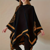 Slit Warm Large Shawl Casual Windproof Shawl Sunscreen Wrap Fashion Print Shawl Cape For Women