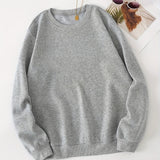 Solid Color Crew Neck Long Sleeve Sweater, Plush Inner Outwear Pullover Shirt, Women's Clothing