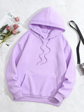 Simple Drawstring Loose Hoodie, Casual Hooded Fashion Long Sleeve Sweatshirt, Women's Clothing