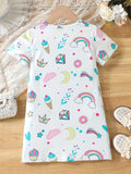 Summer-Ready Princess & Heart Graphic Dress for Girls | Casual Style, Comfort Fit & Easy Care