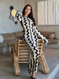 Striped Bodycon Sweater Flare Long Sleeve Dress, Cut Out Long Sleeve Casual Dress, Women's Clothing