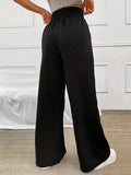 Solid Wide Leg Pants, Casual Tie Waist Long Pants For Spring & Summer, Women's Clothing