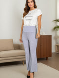 deanwangkt-1  Solid High Waist Pants, Casual Long Length Summer Workout Wide Leg Pants, Women's Clothing