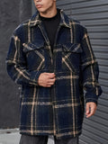 Stylish Plus Size Men's Plaid Jacquard Button-Up Jacket - Versatile & Fashionable, Perfect for Fall/Winter, PLUS SIZE, for Winter, Autumn, Spring