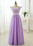 Solvbao Light Purple Chiffon V Neck Long Prom Dress, Long Bridesmaid Dress