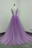 Solvbao Beautiful Long Light Purple V-neckline Party Dress, Prom Dress