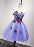 Solvbao Lovely Purple Sweetheart Flowers Homecoming Dress, Chic Short Prom Dress