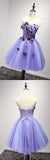 Solvbao Lovely Purple Sweetheart Flowers Homecoming Dress, Chic Short Prom Dress