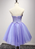 Solvbao Lovely Purple Sweetheart Flowers Homecoming Dress, Chic Short Prom Dress