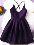 Solvbao Beautiful Dark Purple Satin Short Homecoming Dress, Cute Party Dress