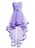 Solvbao Light Purple Tulle High Low Sweetheart Party Dress, Tulle Homecoming Dress