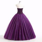 Solvbao Gorgeous Purple Beaded Tulle Ball Gown Sweet 16 Dress, Purple Quinceanera Dress