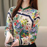 Silk shirt female new autumn sleeve loose shirt fashion print vintage blouse shirt top casual elegant blouses women blusas 200924