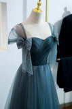 solvbao Blue Tulle Long A-Line Prom Dress, Lovely Blue Evening Party Dress