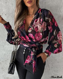 Deanwangkt - Tie Detail Floral Print Wrap Top