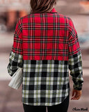 Deanwangkt - Long-sleeved button-up shirt in color block check print