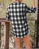 Deanwangkt - Plaid Rolled Sleeve Top