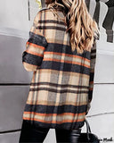 Deanwangkt - Plaid Print Long Sleeve Button Up Jacket