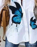 Deanwangkt - Butterfly Print Long Sleeve Button Down Shirt