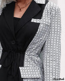 Deanwangkt - Drawstring waist button pocket design coat with plaid print