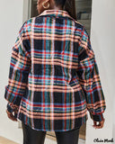 Deanwangkt - Plaid Print Long Sleeve Button Up Jacket