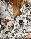 Deanwangkt - Halloween Graphic Print Long Sleeve Shirt