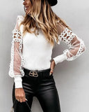 Deanwangkt - Plain lace blouse with long sleeves