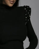 Deanwangkt - Long sleeve tight top with pearls and ruffles