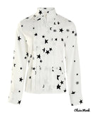Deanwangkt - Star and Moon Printed Ruched Long Sleeve Top