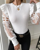 Deanwangkt - Plain lace blouse with long sleeves