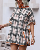 Deanwangkt - Cape pattern top with zip front and plaid print