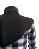 Deanwangkt - Plus Size Plaid Print Patchwork Zipper Long Sleeve Top