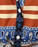 Deanwangkt - Striped Paisley Print Button-Up Shirt