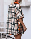 Deanwangkt - Cape pattern top with zip front and plaid print